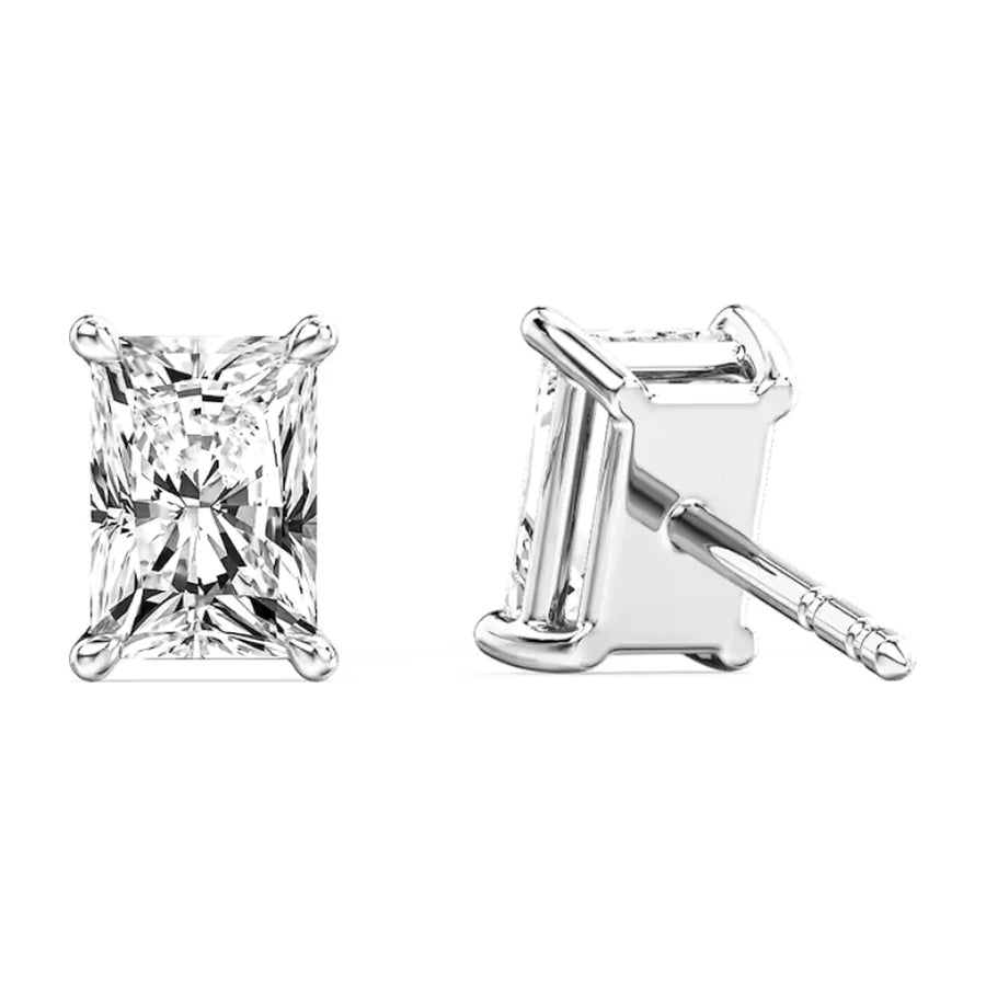 Elongated Radiant Diamond Stud Earrings