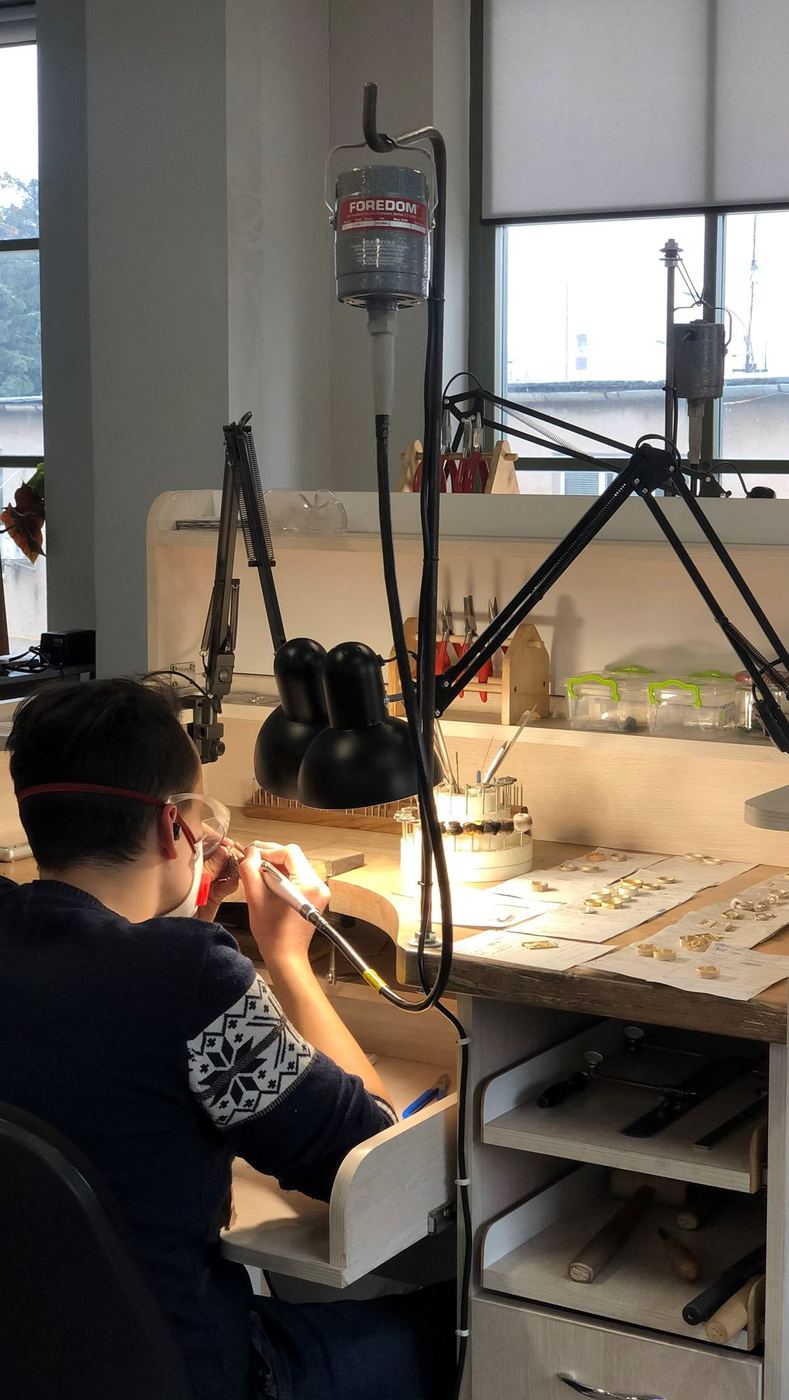 Jeweler working at the bench