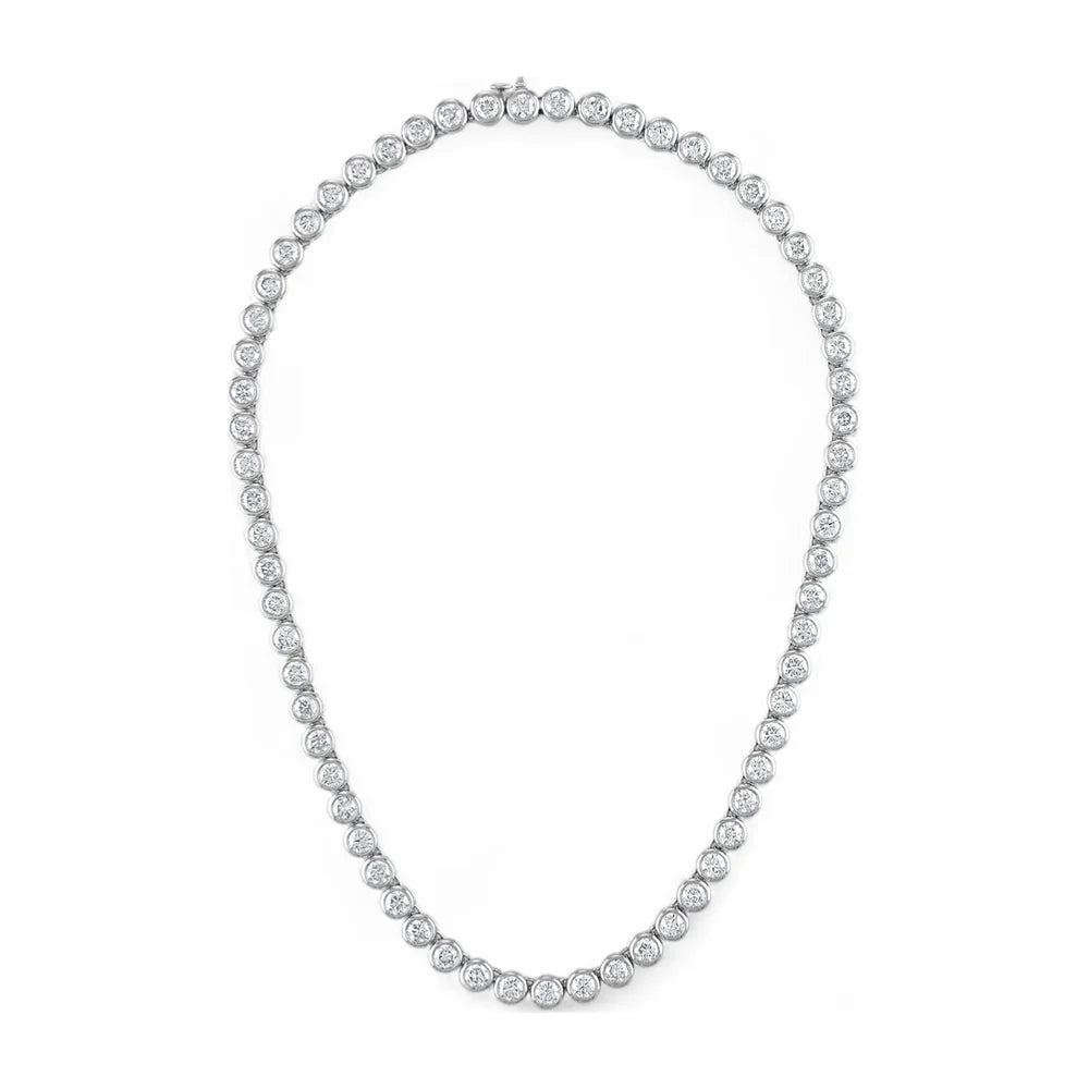 Bezel Diamond Tennis Necklace 18"