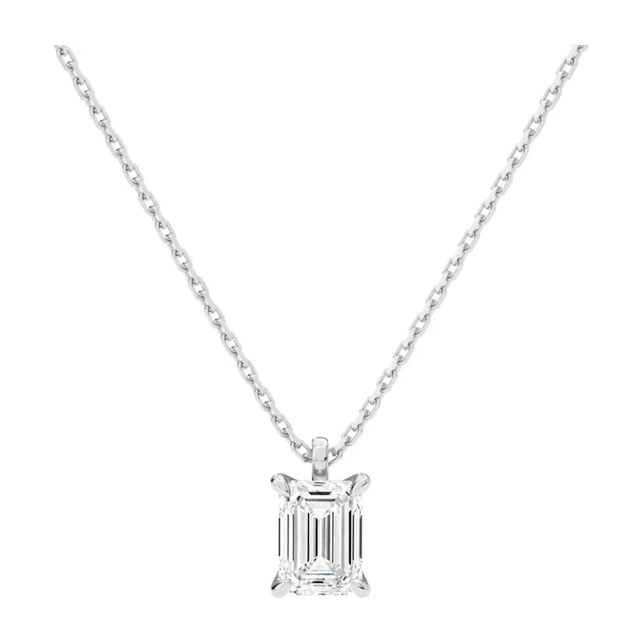 Emerald-Cut Solitaire Diamond Pendant