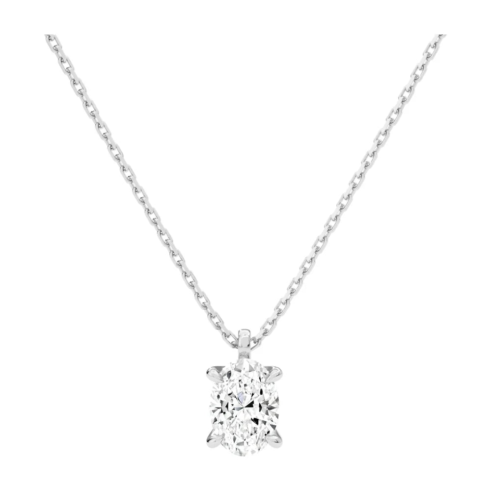 Oval Solitaire Diamond Pendant