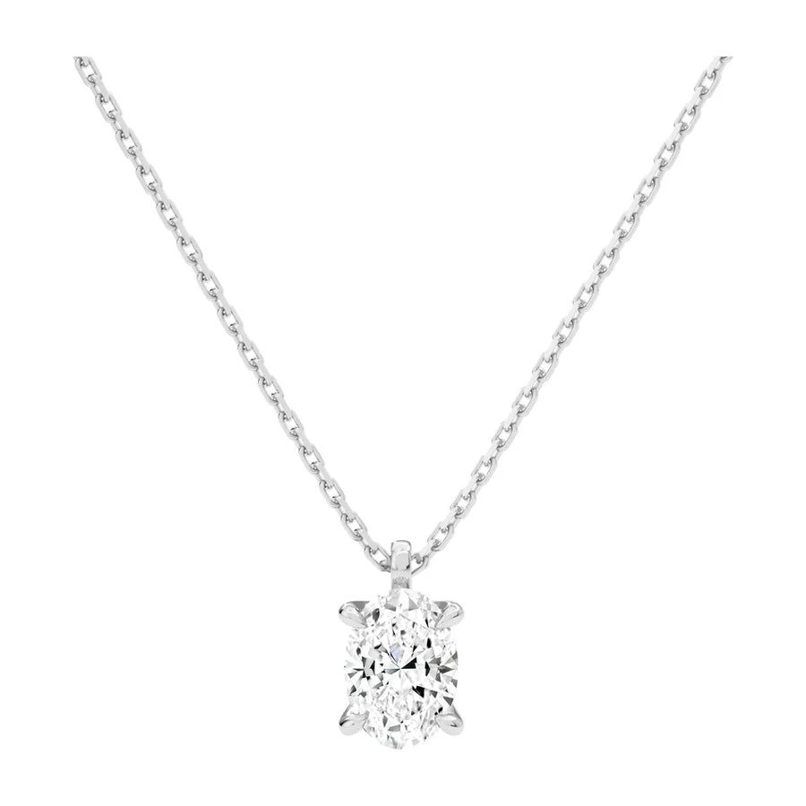 Oval Solitaire Diamond Pendant