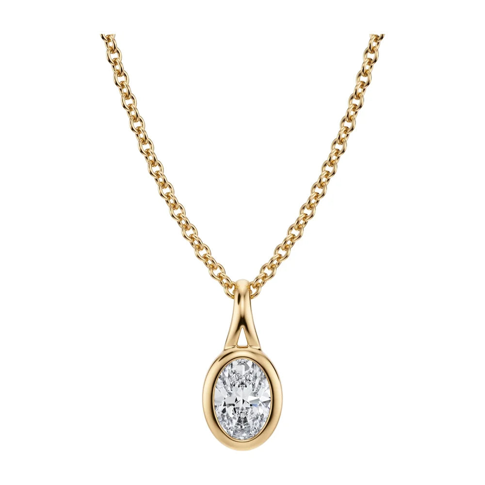 Oval Bezel Diamond Pendant