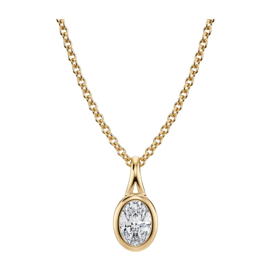 Oval Bezel Diamond Pendant