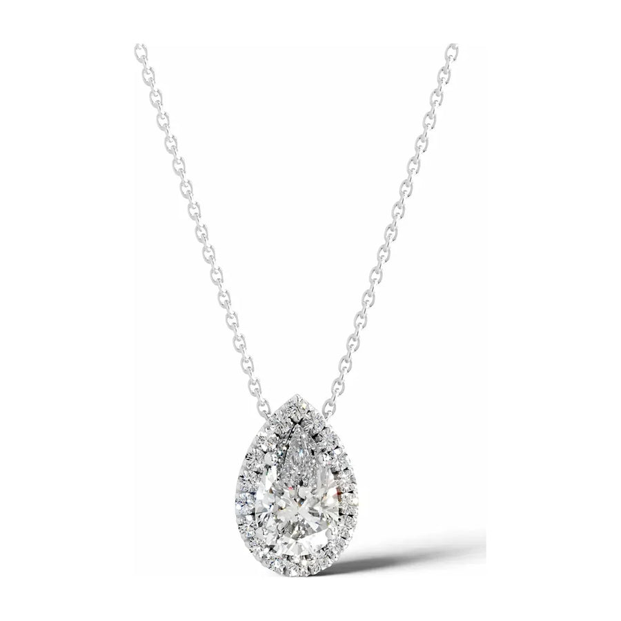 Pear Halo Diamond Pendant