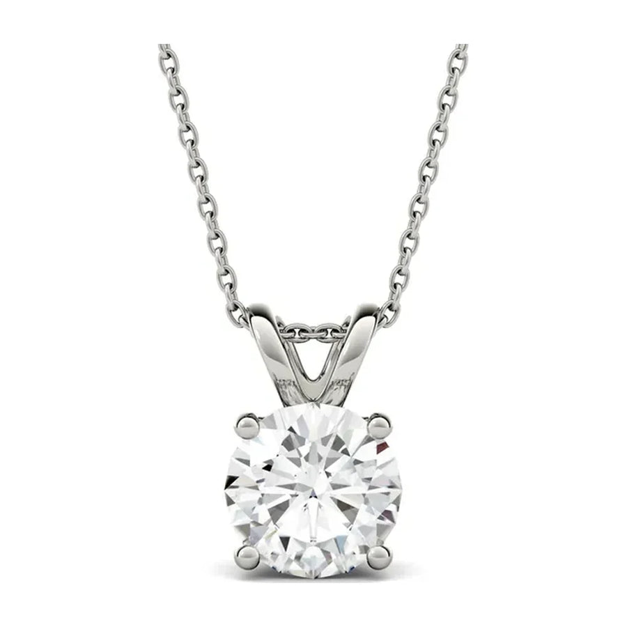 Round Solitaire Pendant in Sterling Silver