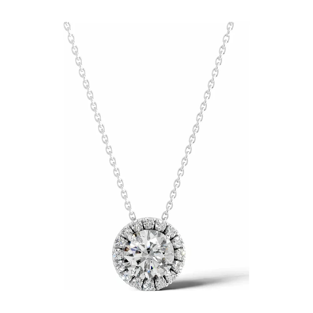 Round Halo Diamond Pendant
