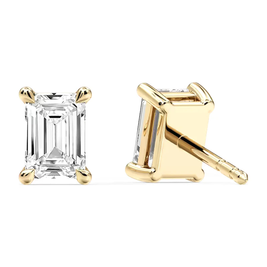 Emerald-Cut Diamond Stud Earrings