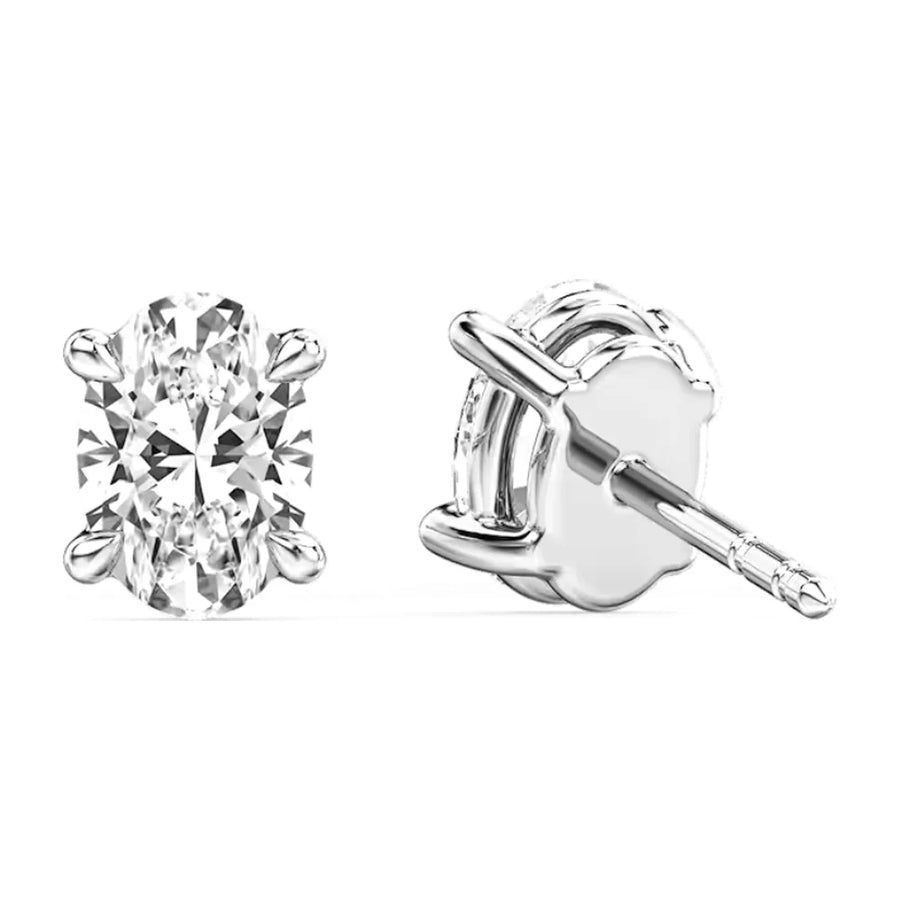 Oval Diamond Stud Earrings