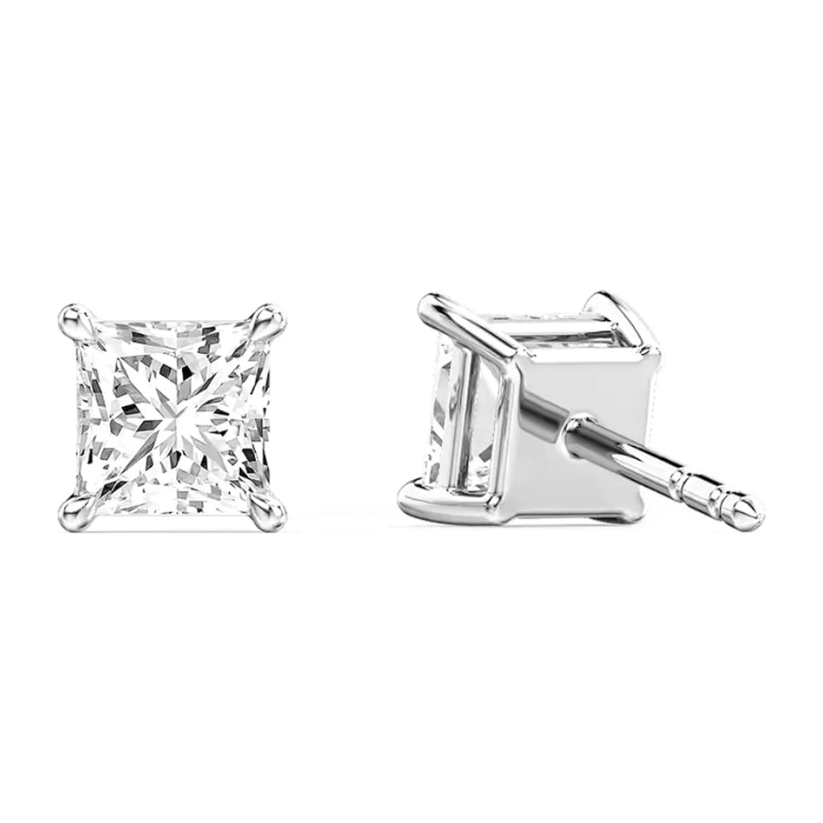 Princess-Cut Diamond Stud Earrings